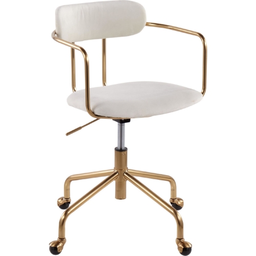 Demi Office Chair in Cream Velvet & Gold Metal